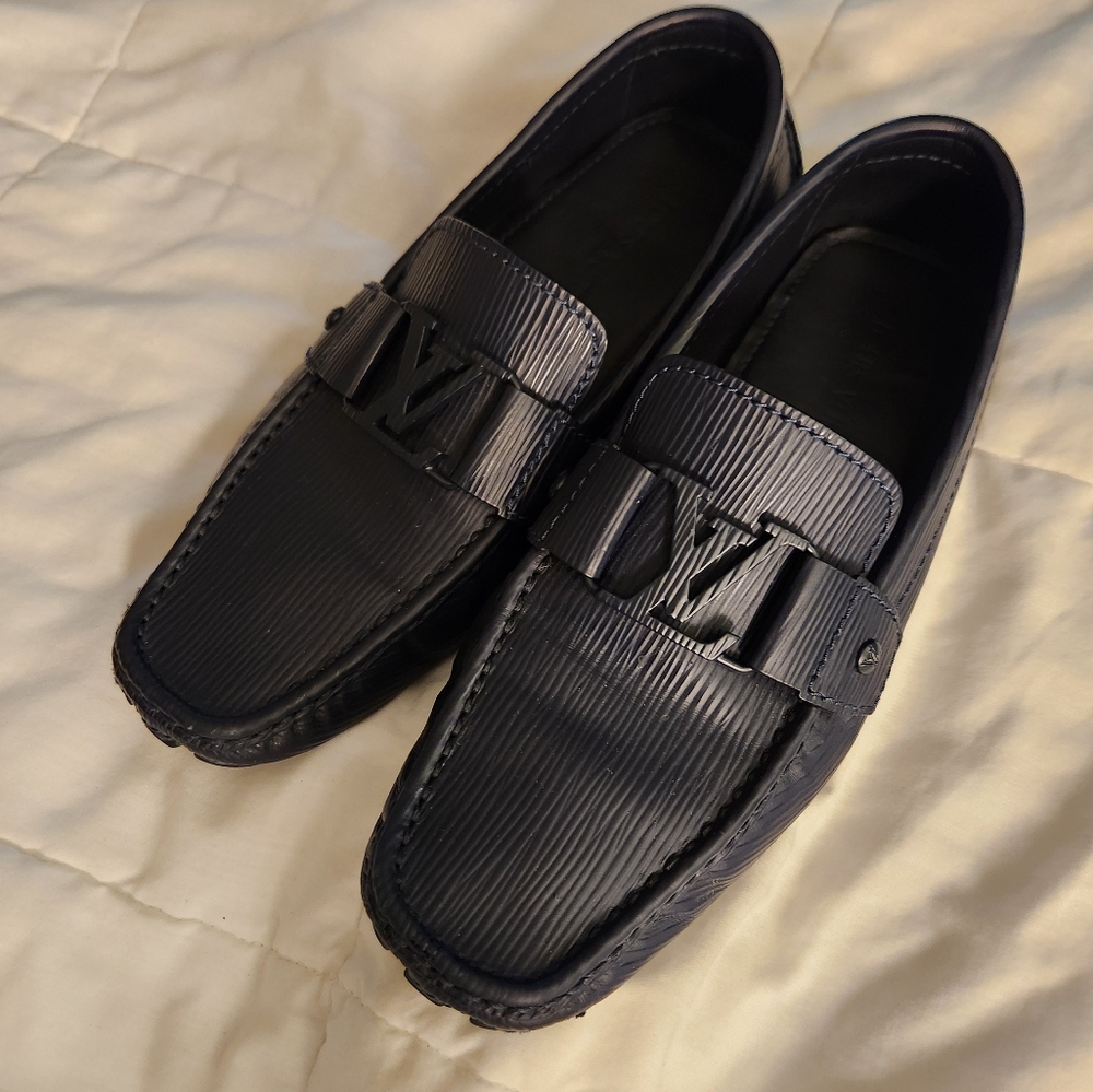 Men's Louis Vuitton Marine Blue Monte Carlo leather loafers
